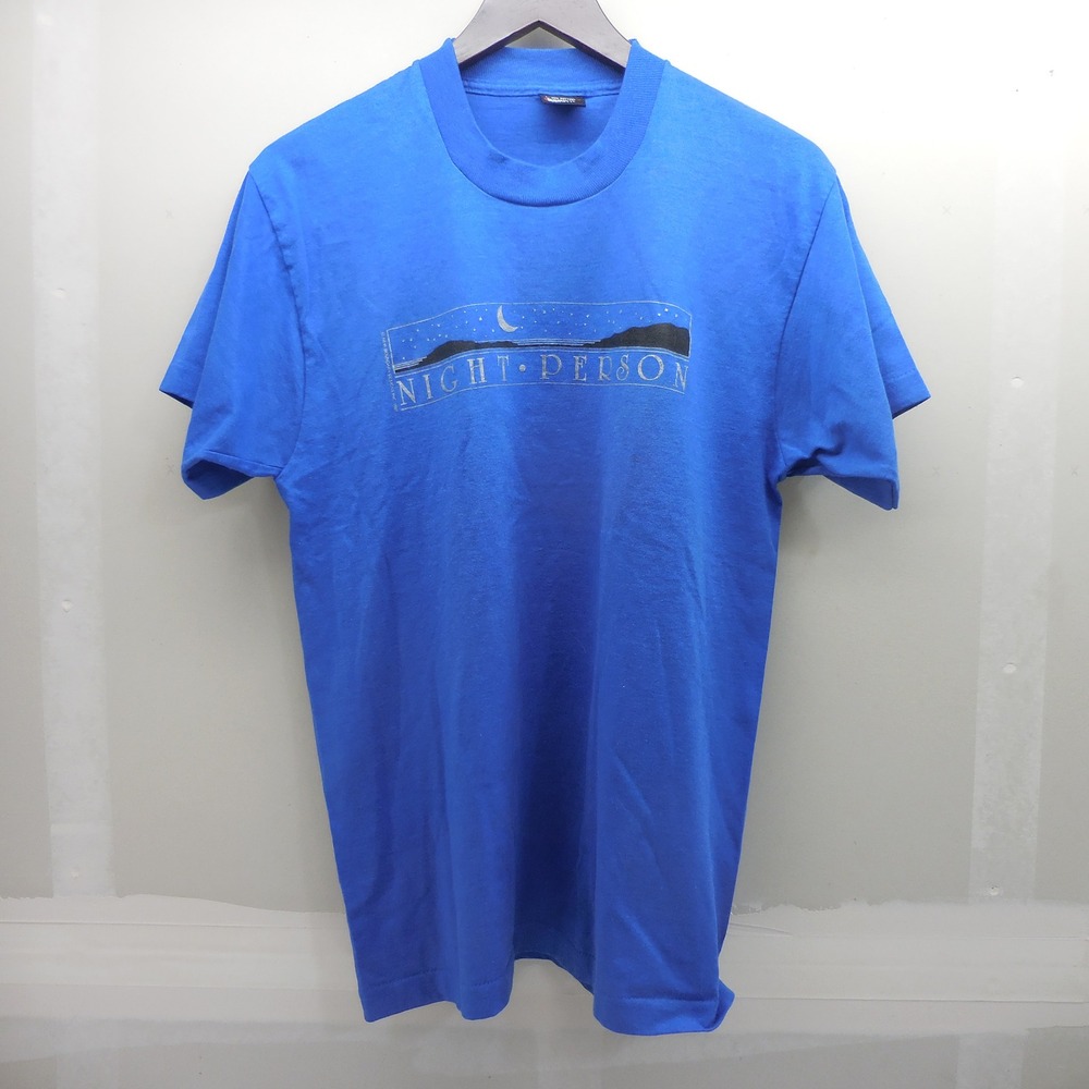 Vintage 1987 Screen Stars Best Night Person T Shirt Blue Large 80s Single Stitch